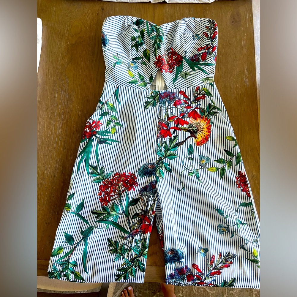 Striped and floral jumpsuit